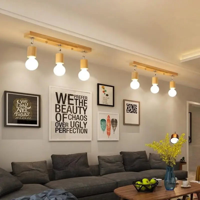 מנורת ספוטים מעץ מתכווננת לתקרה ולקיר – תמונה 3