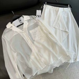 סט חצאית וחולצה לבן