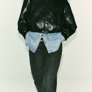 גקט עור שחור זארה