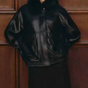 ג'קט עם צווארון דמוי פרווה