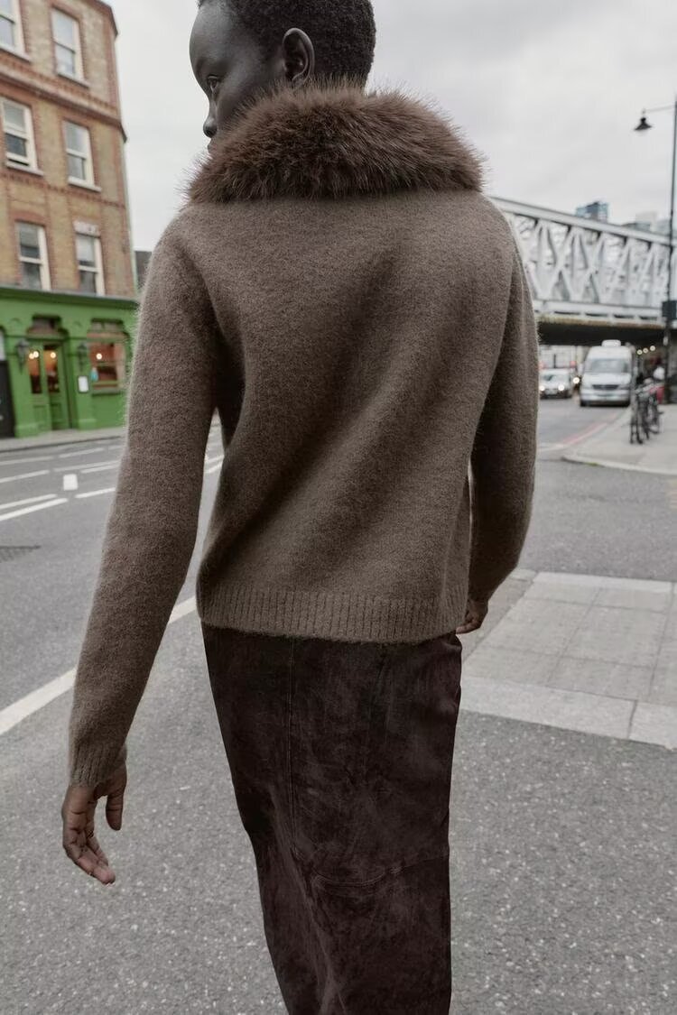 סריג בשילוב דמוי פרווה – תמונה 4