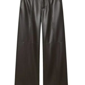 מכנסי דמוי עור בגוון חום כהה