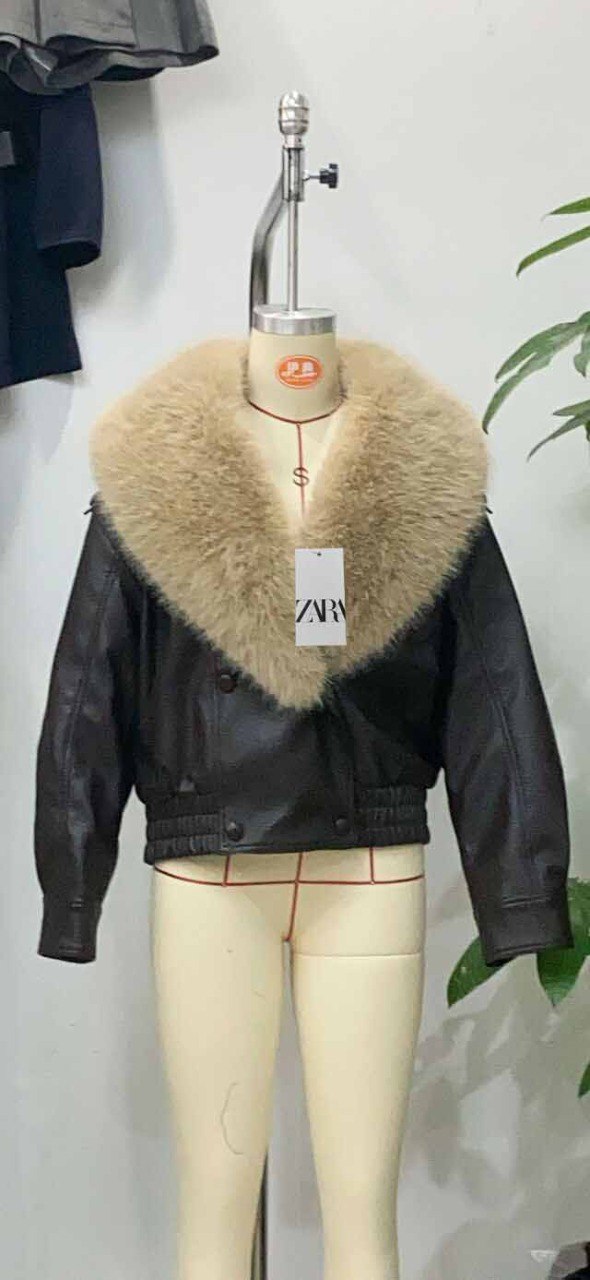 מעיל דמוי עור צווארון נשלף – תמונה 4